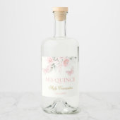 Pink Butterfly Quinceañera Alkoholflaschenetikett (Vorderseite)