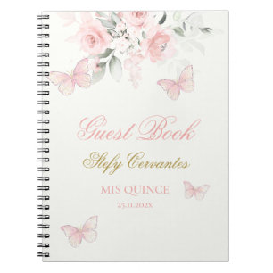 Pink Butterfly Quinceañera Guest Notizblock