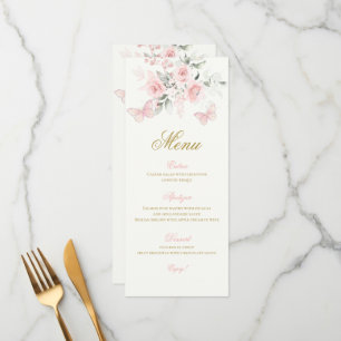 Pink Butterfly Quinceañera Menükarte