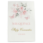 Pink Butterfly Quinceañera Mittlere Geschenktüte (Vorderseite)