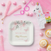 Pink Butterfly Quinceañera Pappteller (Party)