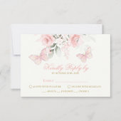 Pink Butterfly Quinceañera RSVP Karte (Vorderseite)