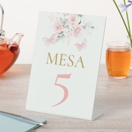 Pink Butterfly Quinceañera Sockelschild (In Situ)