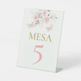 Pink Butterfly Quinceañera Sockelschild