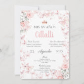 Pink Butterfly Quinceañera Spanish Invitation Einladung (Vorderseite)