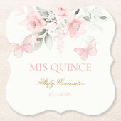 Pink Butterfly Quinceañera Untersetzer (Vorderseite)