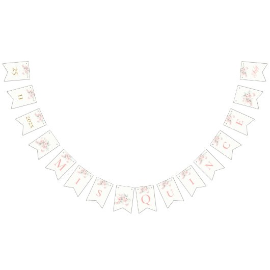 Pink Butterfly Quinceañera Wimpelkette (Alle)