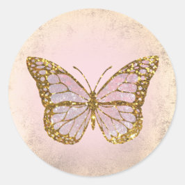 Pink Butterfly Runder Aufkleber