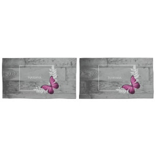 Pink Butterfly Rustikales Kissengehäuse Kissenbezug