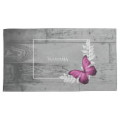 Pink Butterfly Rustikales Kissengehäuse Kissenbezug (Vorderseite-Rechts)