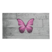 Pink Butterfly Rustikales Kissengehäuse Kissenbezug (Rückseite-Links)