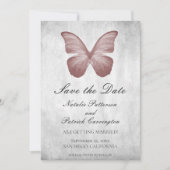 Pink Butterfly Save the Date laden Einladung (Vorderseite)