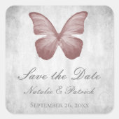 Pink Butterfly Save the Date Stickers (Vorderseite)