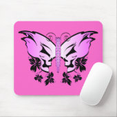 Pink Butterfly Skull Mousepad (Mit Mouse)