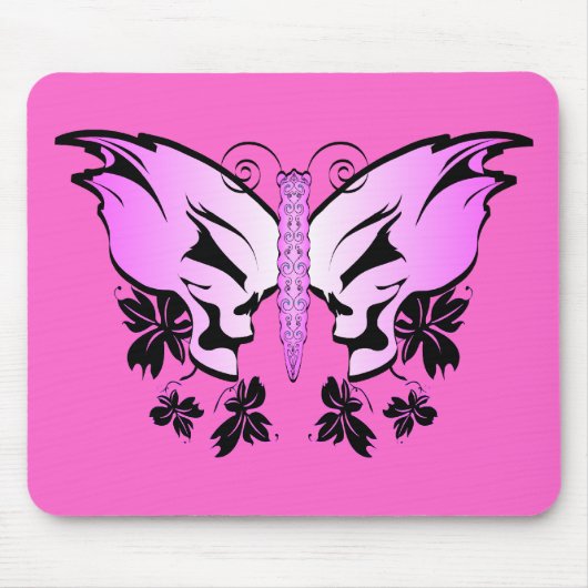 Pink Butterfly Skull Mousepad (Vorne)