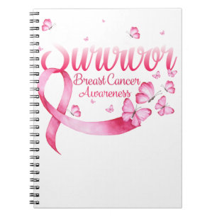 Pink Butterfly Survivor Brustkrebs Bewusstsein Notizblock