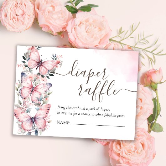 Pink Butterfly Theme | Windelwanne für Babydusche Begleitkarte