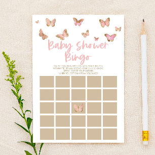 Pink Butterfly Themed Bingo Baby Showspiel Briefpapier