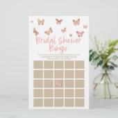 Pink Butterfly Themed Bingo Brautparty Game Briefpapier (Stehend Vorderseite)