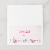 Pink Butterfly Themed Placecard Platzkarte (Außenseite Aufgefaltet)