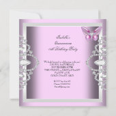 Pink Butterfly Tiara Quinceanera 15. Party Einladung (Rückseite)