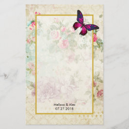 Pink Butterfly und Shabby Vintage Rose Briefpapier
