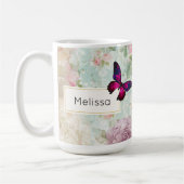 Pink Butterfly und Shabby Vintage Rose Kaffeetasse (Links)