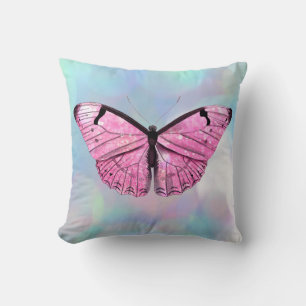 Pink Butterfly Vintag Illustration Throw Kissen