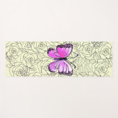 Pink Butterfly Yoga Matte mit Rose - Benutzerdefin (Vorderseite (Horizontal))