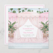 Pink Cabana Bachelorette Wochenende + Ausflug Einladung (Vorne/Hinten)