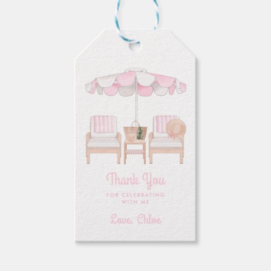 Pink Cabana Bachelorette Wochenende | Danke, Gesch Geschenkanhänger (Vorderseite)