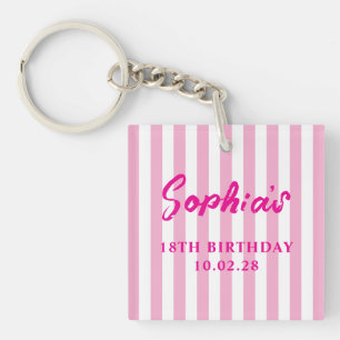 Pink Cabana Streifen 18. Geburtstag Foto Schlüsselanhänger