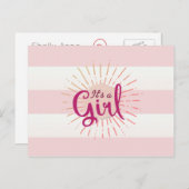 Pink Cabana Striped Baby Ankündigung (Vorne/Hinten)