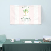 Pink Cabana Stripes Palm Beach Club Welcome Banner (Messeveranstaltung)