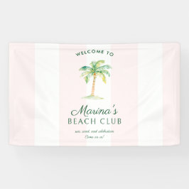 Pink Cabana Stripes Palm Beach Club Welcome Banner