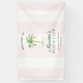 Pink Cabana Stripes Palm Beach Club Welcome Banner (Vertikal)