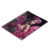 Pink Cabaret Florals und Feathers Notizblock (Linke Seite)