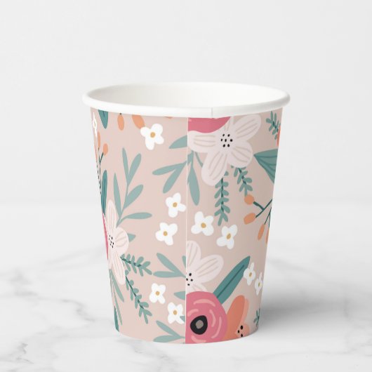 Pink Cabbage Rose Papier Cups Pappbecher (Rechts)