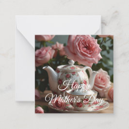 Pink Cabbage Rose Tea  Mitteilungskarte