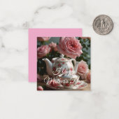 Pink Cabbage Rose Tea Mitteilungskarte (Vorderseite/Rückseite Beispiel)