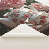 Pink Cabbage Rose Tea Sherpadecke (3/4)