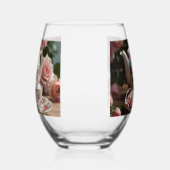 Pink Cabbage Rose Tea Weinglas Ohne Stiel (Links)