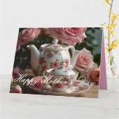 Pink Cabbage Rose Tee Karte (Gelbe Blume)