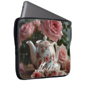 Pink Cabbage Rose Tee Laptopschutzhülle (Vorne Rechts)