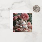 Pink Cabbage Rose Tee Mitteilungskarte (Vorderseite/Rückseite Beispiel)