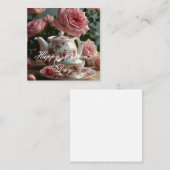 Pink Cabbage Rose Tee Mitteilungskarte (Vorne/Hinten)