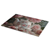 Pink Cabbage Rose Tee Schneidebrett (Ecke)