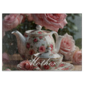 Pink Cabbage Rose Tee Schneidebrett (Vorderseite)