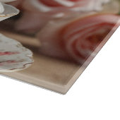 Pink Cabbage Rose Tee Schneidebrett (Ecke)