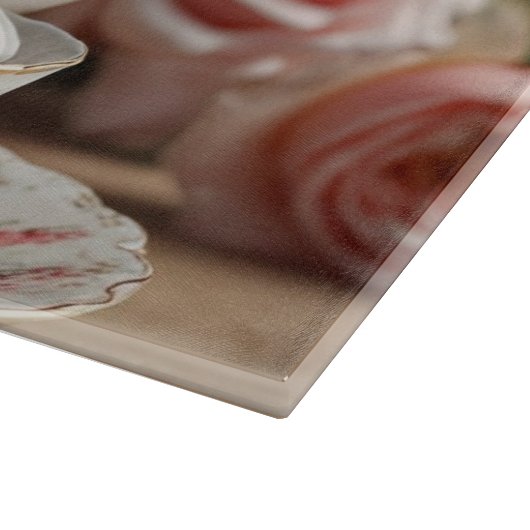 Pink Cabbage Rose Tee Schneidebrett (Ecke)